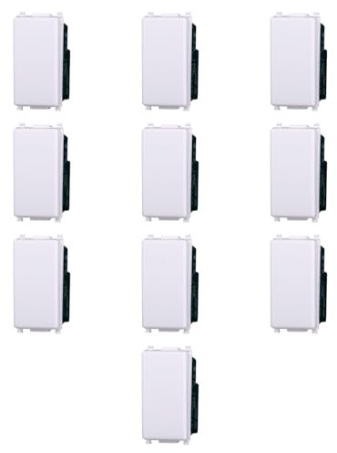 10x Invertitore 16A, Moduli Bianchi, Compatibile Con Vimar Plana, frutti, interruttori, pulsanti, deviatori, dimmer, sensori, PIR, buzzer, Per Placche originali e compatibili