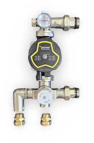 Wärmer System Underfloor Heating Control Set – Thermostatic Mixing Valve + GPA25-6/130 Energy-Saving Circulating Pump for Central Heating and Hot Water Systems