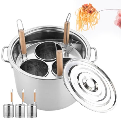 3/4-Hole Spaghetti Cooker Insert Set for Commercial, Stainless Steel Pasta Pots Multi-Cookware Set with 35cm/40cm Pot, Cooking Machine for Roadside Stalls/Restaurants/Food Stalls,3-Hole (Hole)