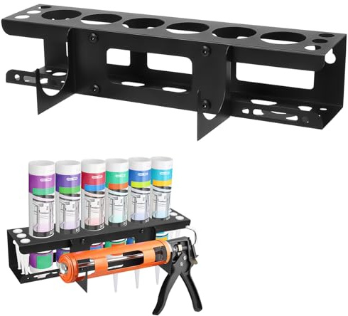 Ruaizel Support de Rangement pour Tubes en Silicone, Support pour Bombe Aérosol avec 6 Trous, Support Cartouche Silicone Utilitaire pour Garages, Salles d'outillage, Ateliers