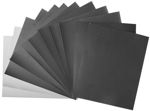 MOGRQAP 12 Sheets Sanding Paper, Waterproof Sandpaper 400 to 3000 Grits, 23 x 28cm Glass Grit Sand Paper for Cars Metals Walls Wood Furniture, Wet and Dry Polishing Sandpaper Sheets