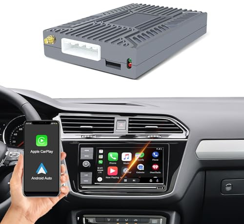 Kabellose CarPlay-Decoderbox für VW Seat Skoda MIB2 mit Android Auto | Für Tiguan Lamando Magotan Teramont Phideon mit Navigation Lenkradsteuerung Bluetooth Originalanschluss für Plug and Play