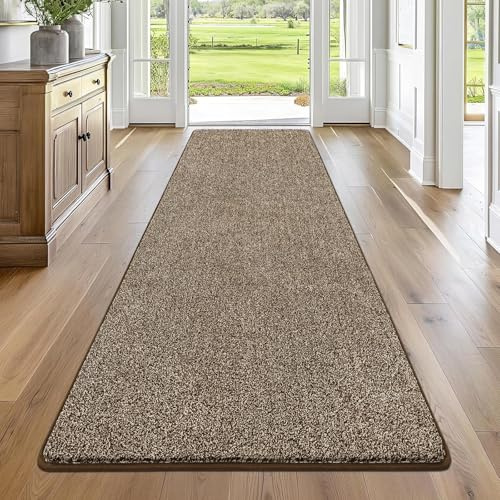 Enyhom 80x240cm Teppich Läufer Waschbarer Läufer Flur rutschfest Waschmaschine Flurteppich Küchenläufer für Eingangsbereich Schlafzimmer Korridor Khaki