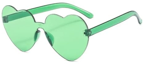 ZIHDKE 20 stücke Herz Sonnenbrillen for Frauen Männer Randlose Brillen Weibliche FüR Damen MäDchen(Green)