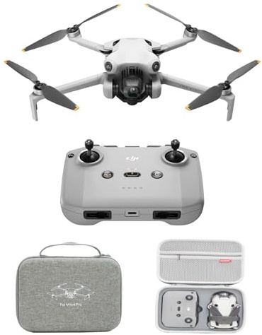 DJI Mini 4 Pro (DJI RC-N2), dron mini plegable con cámara de vídeo 4K HDR para adultos, menos de 249 g, 34 min de tiempo de vuelo, distancia máx. de transmisión de vídeo de 20 km, C0, Gris