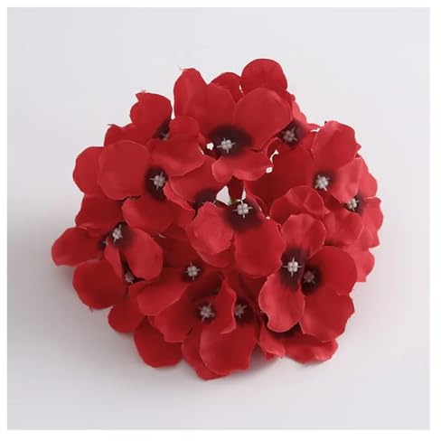 AEJHSIN Hortensien Kunstblumen 10 Teile/los Bunte Dekorative Blume Kopf Künstliche Seide Hortensien DIY Home Party Hochzeit Arch Hintergrund Wand Flowe(Red Wine)