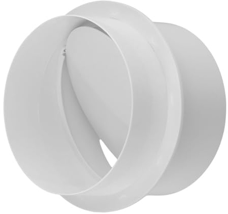 PVC Inline Duct Non Return Valve 125mm Air Flow Check Damper for Bathroom Fan, Dryer, HVAC Vent System White 125mm