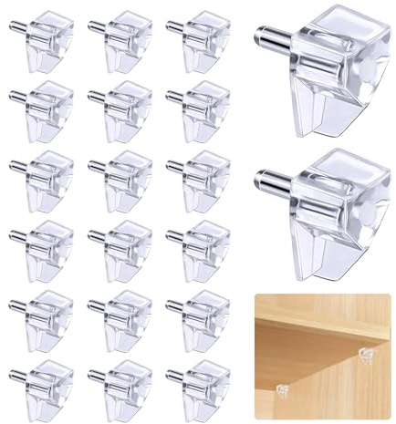 20 Pcs 5mm Shelf Support Nails, Shelf Support Peg, Support Shelf Pins, Durable Shelf Support, High Load Capacity Transparent Cupboard Shelf Pegs Easy Installation for Kitchen Shelves Cabinet Bookcase