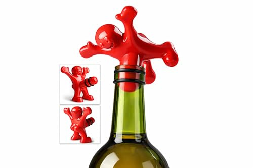 Funny Happy Man Wine Bottle Stopper – Novelty Silicone Cork Plug for Wine & Bar Bottles, Reusable Leak-Proof Bar Tool
