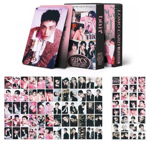DEFGNOP Kpop Stray Photocards, 60 Stück Stray Lomo Karten 32 Stück SK Aufkleber, STAY Merch, SKZ Neue Album Karten für Fans (DO IT-A)