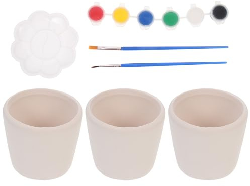 Alipis DIY Small Flowerpot Blank Ceramic Paintable Boy Girl Painting Material Boys and Girls Hand Craft and Garden Activity