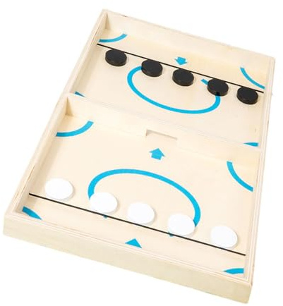 mophrati Rasantes Spielvergnügen für 2 Spieler: Eishockey Brettspiel aus Holz Freunde und Familie. Schneller Spielspaß für Familienabende und Partys.