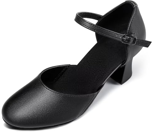 Asyusyu Character Shoes 2 inch Heel Ankle Strap Character Dance Shoes for Women