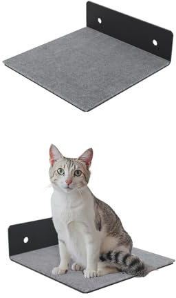 QLS Katzenregal 20x20 cm aus Stahl mit Filz für Kletterwand Schwarz