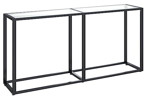 pokgdf Table en verre solide avec structure en acier - Table console simple et élégante en verre trempé facile à nettoyer - Table de salon moderne