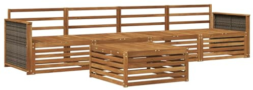 vidaXL Outdoor-Sofagarnitur 5 pcs Natur Massivholz Akazie, Gartenmöbel, Moderne Sitzgruppe, L-förmiges Sofa für Terrasse, relaxen im Lounge-Stil