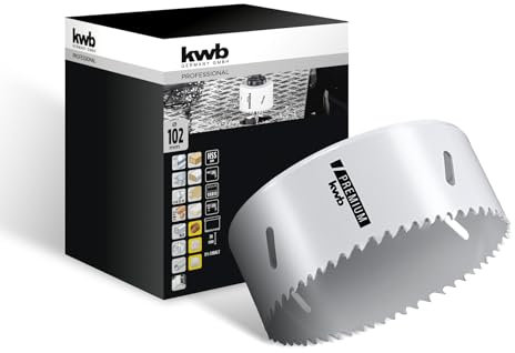 kwb Scie cloche bi-métal HSS Ø 102 mm, 8% allié au cobalt avec denture Vario progressive et haute précision pour une utilisation polyvalente