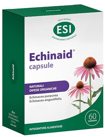 ESI - Echinaid, Integratore Alimentare a Base di Echinacea, Favorisce le Difese Immunitarie Contro i Malanni Tipici della Stagione Invernale, Senza Glutine e Vegan, 60 Naturcaps