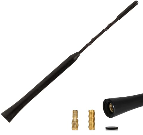 alca® Auto-Antenne 23cm universal Dachantenne Radio AM/FM schwarz aus Fiberglas + M5 M6 Adapter-Set