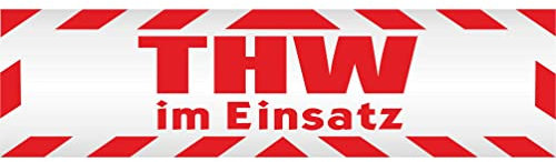 INDIGOS UG - Magnetschild Auto THW im Einsatz mit Rahmen 30 x 8 cm - Magnetfolie LKW Truck Transporter Baustellenfahrzeug Firmenwagen - flexibel abnehmbar, wetterfest & wiederverwendbar