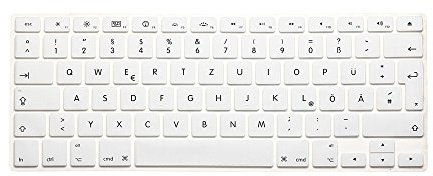 System-S Silikon Tastaturschutz Tastaturabdeckung QWERTZ Deutsche Tastatur Abdeckung Schutz für MacBook Pro 13 15 17 iMac MacBook Air 13 in der Farbe Silber