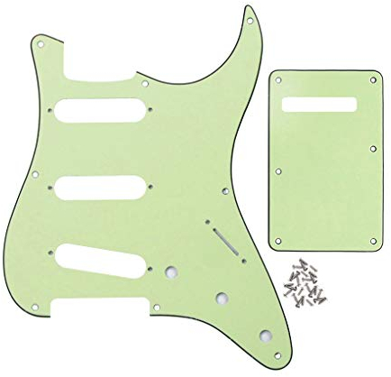 FLEOR 8 Löcher ST Pickguard SSS Style Scratchplate und Tremolo Cavity Cover und Befestigungsschraube für Vintage ST Gitarre, 3Ply Mint Green
