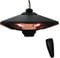 Outsunny Hanging Electric Patio Heater with 2 Power Settings, 1000/2000W Waterproof Ceiling Mounted Aluminium Halogen Infrared Outdoor Heater Warmer with LED Light and Remote Control, Black