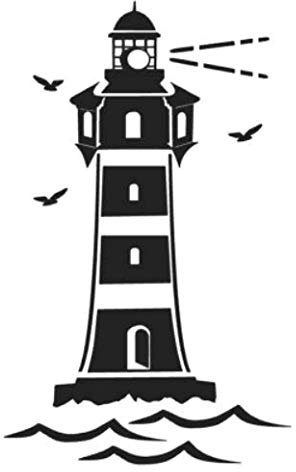 Leuchtturm Aufkleber 28x18cm für Badezimmer, Wandtattoo, als Wohnmobil Caraven Wohnwagen Camping Aufkleber (220/2) (blau glanz)