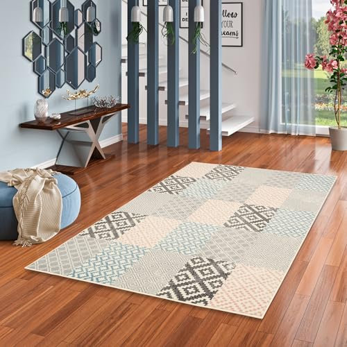 Passion - Tapis Designer - Beige Rose Patchwork - 5 Tailles Disponibles