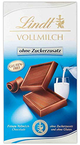 Lindt Schokolade, Vollmilch ohne Zuckerzusatz 100 g