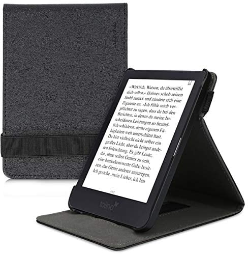 kwmobile Schutzhülle kompatibel mit Tolino Shine 3 - Hülle e-Reader mit Schlaufe Ständer - - Schwarz