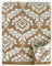 Linen & Cotton Jacquard Decke Wolldecke Gestrickt Caressa Damast Muster - 100% Reine Neuseeland Wolle, Beige Braun/Weiß (135 x 180cm) Kuscheldecke Strick Sofadecke Strickdecke Plaid Couch Sofa
