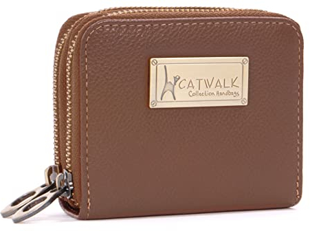 Catwalk Collection Handbags - Portefeuille Femme Cuir - Porte Monnaie Moyen - Porte Carte 13 Emplacements pour Cartes - RFID Blocage - ISLA - Tanne