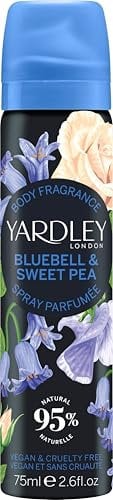 Yardley London Bluebell and Sweetpea Body Spray, Floral Body Spray for Women with Notes of Citrus and Bergamot, Bluebell Body Mist for Women 75ml