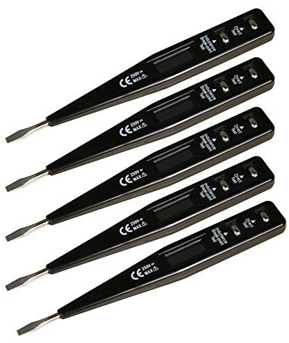 PerfectHD Digitaler Stromprüfer - Schraubenzieher - Spannungsprüfer - LCD Display - 3 mm Klinge - 12 bis 250 V - 5er-Set - 5 Varianten