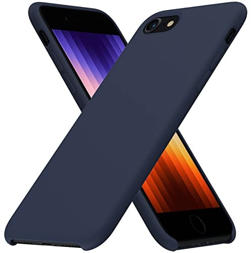 ORNARTO Liquid Silicone Case for iPhone SE (2022) 4.7,iPhone SE (2020),iPhone 8,iPhone 7,Soft Gel Rubber Case Cover with Microfiber Lining-Midnight Blue