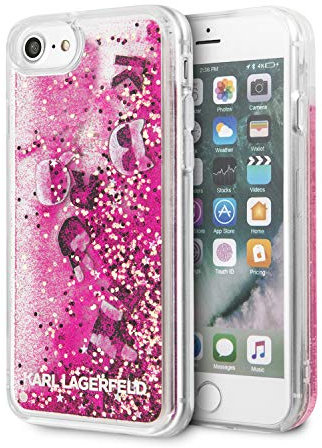 KARL LAGERFELD KLHCI8ROPI Coque à Breloques flottantes à Paillettes pour iPhone 7/8/SE 2020 Rose/doré