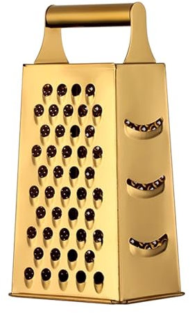 Large Stainless Steel 4 Sides Grater Slicer with Handle, Multifunctional Cutter Planing for Ginger, Garlic, Cucumbers, Carrots, Cheese, Potato, Ergonomic Design Kitchen Gadgets Accessories Gold