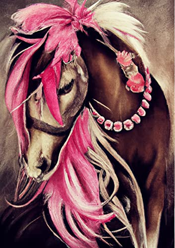 Reofrey Diamond Painting Zubehör DIY Diamantmalerei Traumfänger pferd Tier Bohren Voll Stickerei Strass Diamant Malerei Set Wanddekoration 30x40 cm