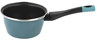 Magefesa Lotus - Cazo 16 cm de Acero vitrificado Exterior Azul. Antiadherente bicapa Reforzado, Apto para Todo Tipo de cocinas, Especial inducción. 50% de Ahorro energético.