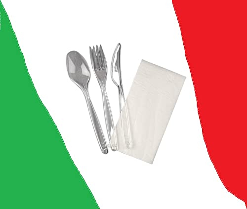 HYPER form Set Posate Riutilizzabili, Tris Kristal Forchetta Coltello Cucchiaio Tovagliolo 500 Pezzi