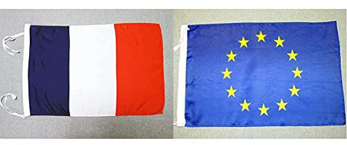 AZ FLAG Drapeau France 45x30cm - PAVILLON français 30 x 45 cm Haute qualité & Drapeau Europe 45x30cm - PAVILLON européen 30 x 45 cm Polyester léger