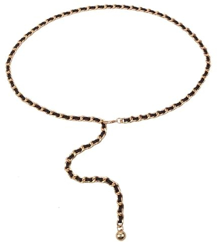 GIMIRO Frauen Taille Kette Gürtel Legierung Bund [ 8mm x 110cm ] Flexible Gürtel Multiuse Tasche Straps Telefon Lanyard Visitenkarte Lanyard (Black/Ball)