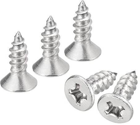 sourcing map Lot de 100 Vis Metaux Vise Autoforeuse à Tête Plate en Acier Inoxydable 304 #6 x 9,5 mm
