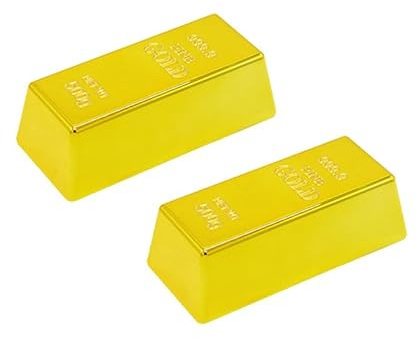 CHUANGOU 2 Stück Kunststoff Goldbarren，Goldbarren Dekorative，für Deko Objekt Büro Wohnzimmer Tischdeko.（M）