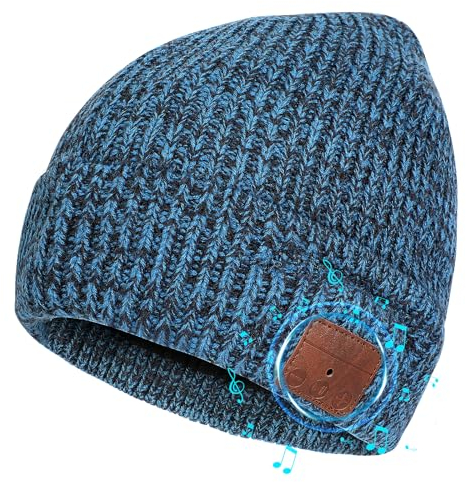 TAGVO Cappello Beanie Bluetooth, Cappello da Corsa Wireless Musicale Bluetooth 5.2 USB Ricaricabile, Lavabili, Berretto in Maglia Caldi Invernali per Sport all'Aria, Regali Natale per Uomo Donna