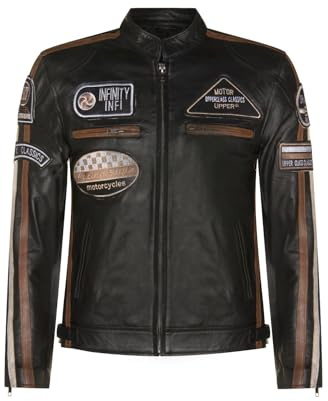 Infinity Leather Herren Motorradjacke aus Echtem Rennen Nappaleder