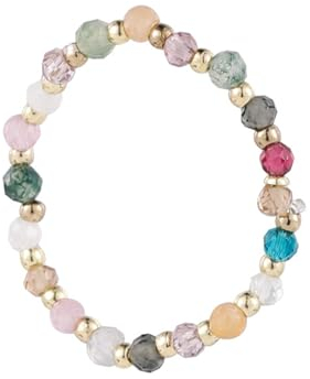 Boho Kristallperle Stretch Ring Beaded Stapelbare Ring Edelsteinperle Elastischer Finger Ring Regenbogen Bead Elastischer Ring Handgemachte Stapelring Schmuck für Frauen und Mädchen Geschenke (Stil A)