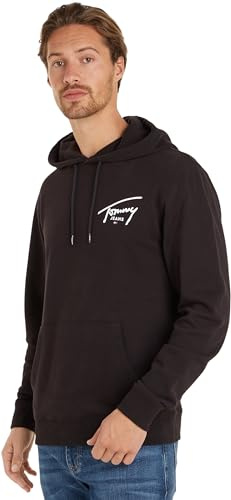 Tommy Jeans Herren Hoodie Regular Fit Entry Graphic mit Kapuze, Schwarz (Black), XL