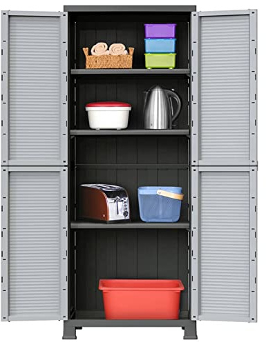 ARKEM Kunststoffschrank 68x39x171,5 cm Gartenschrank Werkzeugschrank Terrassenschrank WerkzeugschräNke Kunststoffschrank FüR AußEn
